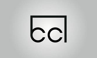 Letter CC logo design. CC logo with square shape in black colors vector free vector template.