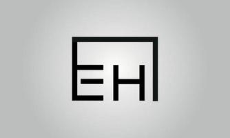 Letter EH logo design. EH logo with square shape in black colors vector free vector template.
