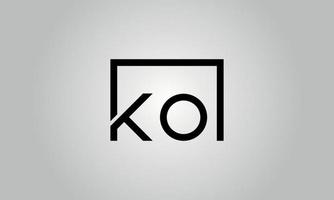 Letter KO logo design. KO logo with square shape in black colors vector free vector template.