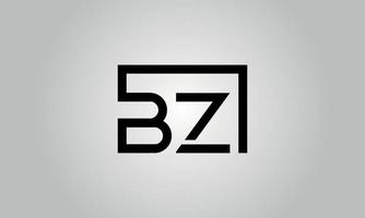 Letter BZ logo design. BZ logo with square shape in black colors vector free vector template.