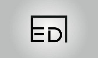 Letter ED logo design. ED logo with square shape in black colors vector free vector template.