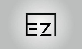 Letter EZ logo design. EZ logo with square shape in black colors vector free vector template.