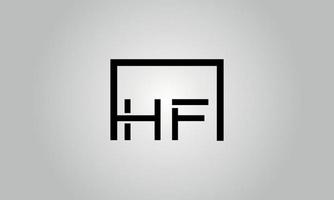 Letter HF logo design. HF logo with square shape in black colors vector free vector template.