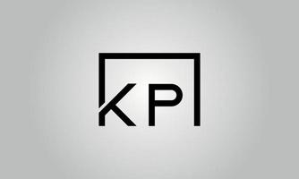 Letter KP logo design. KP logo with square shape in black colors vector free vector template.