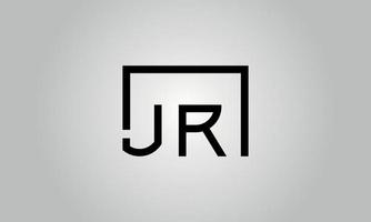 Letter JR logo design. JR logo with square shape in black colors vector free vector template.