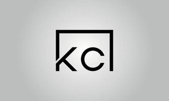 Letter KC logo design. KC logo with square shape in black colors vector free vector template.