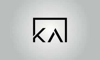 Letter KA logo design. KA logo with square shape in black colors vector free vector template.