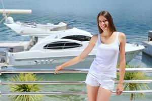 woman on luxury yacht photo