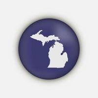 Mapa del círculo del estado de Michigan con una larga sombra vector