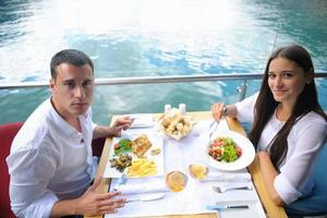 couple having lanch at beautiful restaurant photo