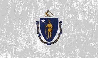 Massachusetts state grunge flag. Vector illustration.