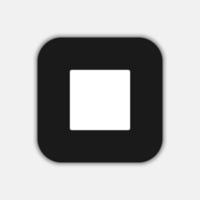 Black Stop button icon, flat design vector