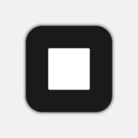 Black Stop button icon, flat design vector