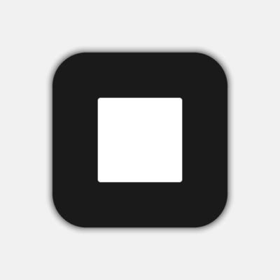 Black Stop button icon, flat design