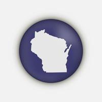 Círculo de mapa del estado de Wisconsin con una larga sombra vector