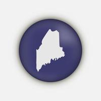 Maine state circle map with long shadow vector