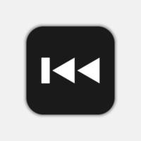 Black rewind button, flat design style vector