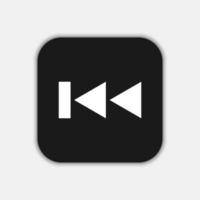 Black rewind button, flat design style vector