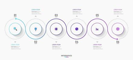 Vector Infographic label design template with icons and 6 options or steps. Can be used for process diagram, presentations, workflow layout, banner, flow chart, info graph.