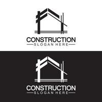 construcción, reparación de viviendas y diseño de logotipo de concepto de construcción, plantilla de logotipo de vector de construcción de viviendas