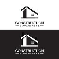 construcción, reparación de viviendas y diseño de logotipo de concepto de construcción, plantilla de logotipo de vector de construcción de viviendas