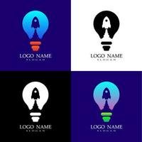 luz de combinación de cohete con logotipo moderno vector