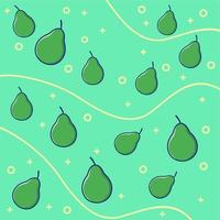 fondo de motivo de fruta de aguacate y líneas curvas vector