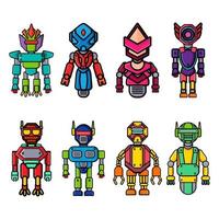 cool collection of eight kinds of robots vector