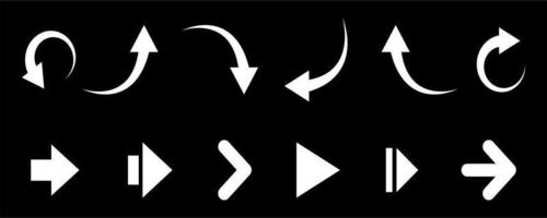 collection of white and black arrow directions vector