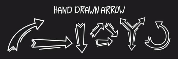 hand drawn arrow direction collection vector