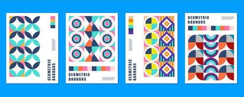 Abstract Bauhaus geometric pattern background vector circle