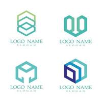 combinación de logotipos en forma de cubo y hexágono vector