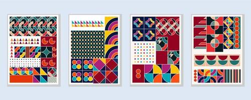 Abstract Bauhaus geometric pattern background vector circle