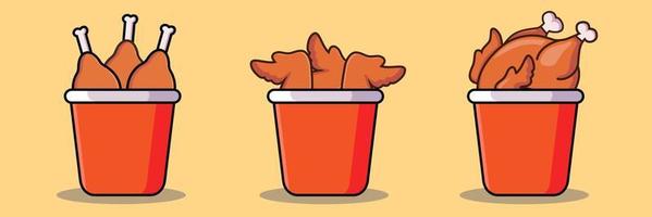 group of fried chicken in a container vector