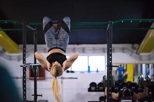 woman doing abs exercises photo