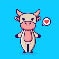 cute cow animal character blue background vector