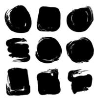 Black ink brush stroke collection vector