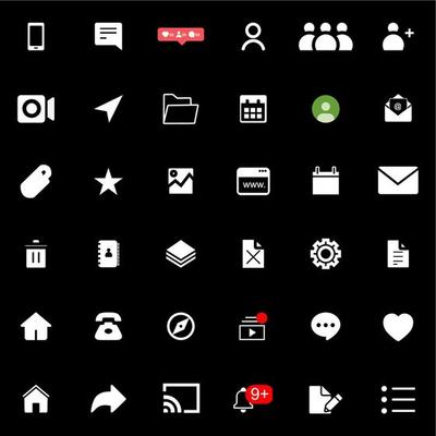 assorted collection of thirty six icon vectors