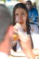 couple having lanch at beautiful restaurant photo