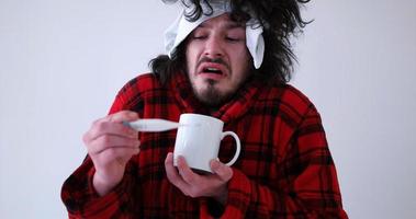 Man with flu and fever photo