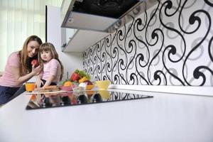 happy daughter and mom in kitchen photo