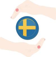 Swedish Flag vector hand drawn flag, Swedish krona vector hand drawn