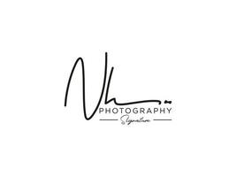 Letter NH Signature Logo Template Vector