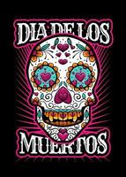 Dia de los muertos, Day of the dead skull, Mexican holiday, festival Vector Japanese Illustration Style Isolated. Editable Layer and Color.