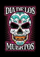 Dia de los muertos, Day of the dead skull, Mexican holiday, festival Vector Japanese Illustration Style Isolated. Editable Layer and Color.
