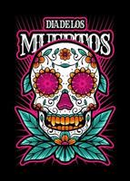 dia de los muertos, día del cráneo muerto, fiesta mexicana, festival vector estilo de ilustración japonesa aislado. capa editable y color.