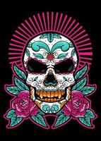 Dia de los muertos, Day of the dead skull, Mexican holiday, festival Vector Japanese Illustration Style Isolated. Editable Layer and Color.