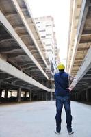 hard worker on construction site photo