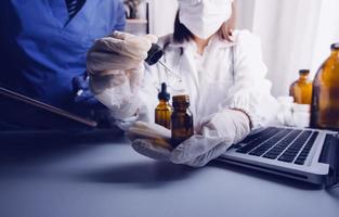 Medicine doctor and stethoscope touching icon medical network connection with modern interface on digital tablet in hospital background. Medical technology network concept photo