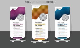 Corporate business roll up, pop up, x-stand, retractable banner templates design vector